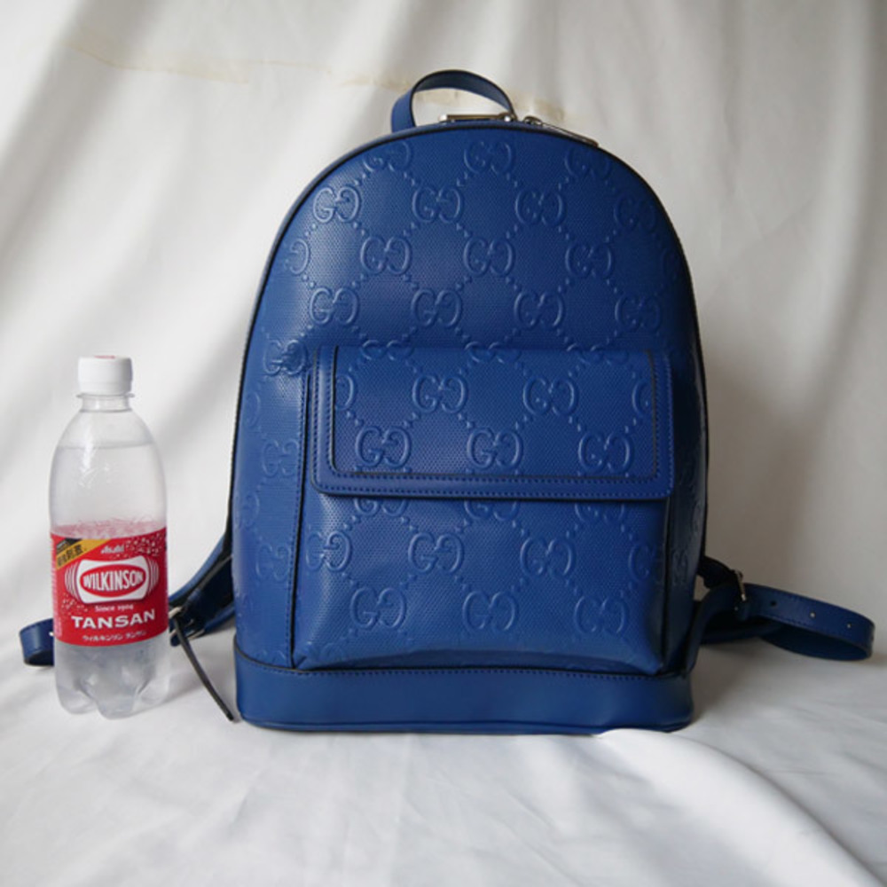 Gucci Backpack Gg Embossed Blue - Gem